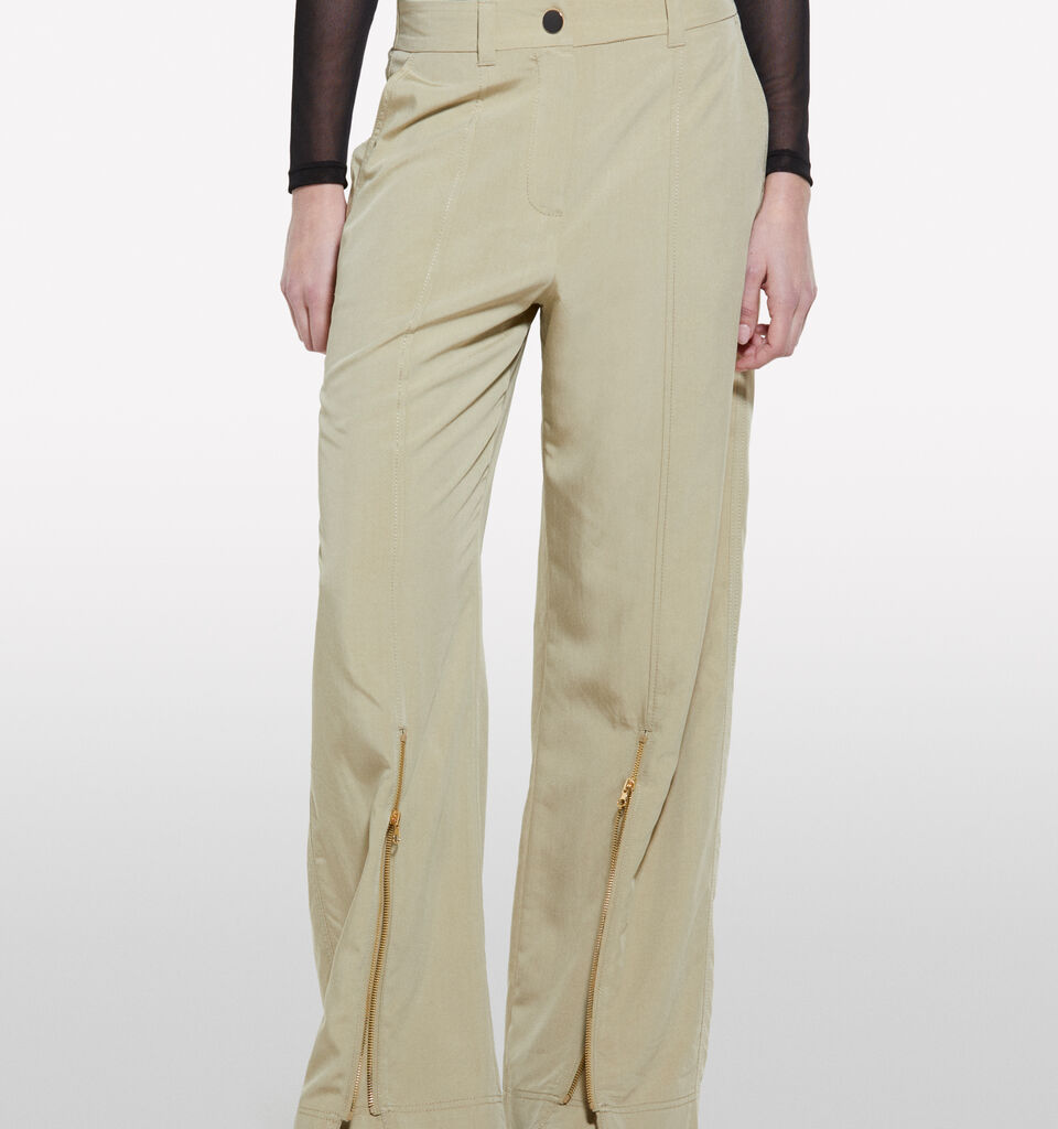 Military palazzo trousers with zipper - women's palazzo trousers - Military Green | Sisley image number 4